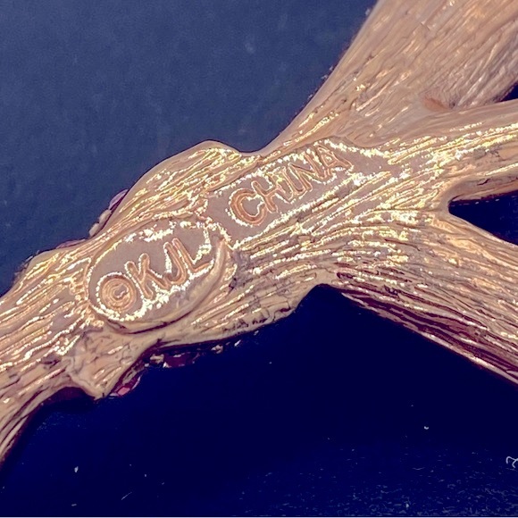 Vintage KJL Rose Gold Tone Pink Pave Rhinestone Bow Pin Brooch Cancer Awareness - Picture 4 of 11